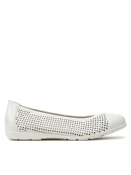 Caprice Baleriny 9-22151-42 Biały. Białe baleriny Caprice, bez wzorów, ze skóry, bez obcasa. Za 183.99 zł.