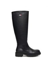Tommy Jeans Kozaki Tjw Stretchy Long Shaft Boot EN0EN02828 Czarny. Czarne kozaki Tommy Jeans, z jeansu, bez obcasa, na płaskiej podeszwie, bez zapięcia. Za 899.99 zł.