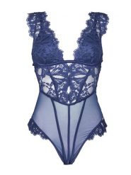 Hunkemöller Body Grace 302440 Niebieski. Niebieskie body Hunkemöller, xl, bez wzorów, z syntetyku. Za 269.99 zł.