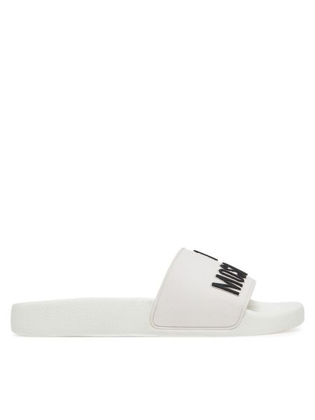 LOVE MOSCHINO Klapki JA28052G1MI14100 Biały. Białe klapki Love Moschino, bez wzorów, z tworzywa sztucznego, bez obcasa. Za 229.99 zł.