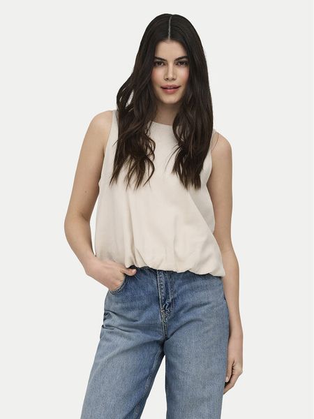 ONLY Top Aris 15364287 Beżowy Loose Fit. Brązowe topy Only, s, bez wzorów, z wiskozy, bez kołnierzyka, bez ramiączek. Za 88.99 zł.