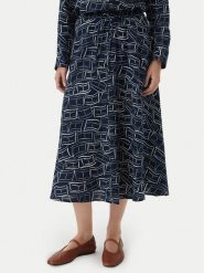 Tommy Hilfiger Spódnica midi WW0WW50753 Granatowy Regular Fit. Niebieskie spódnice TOMMY HILFIGER, l, bez wzorów, ze lnu, midi. Za 529.99 zł.