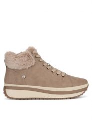 Rieker Revolution Lifestyle Botki W0961-20 Beżowy. Brązowe botki Rieker Revolution Lifestyle, bez wzorów, ze skóry, bez obcasa, na płaskiej podeszwie, bez zapięcia. Za 499.99 zł.