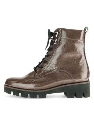 Gabor Skórzane botki w kolorze jasnobrązowym rozmiar: 40,5. Brązowe botki Gabor, bez wzorów, z lakierowanej skóry, bez obcasa, bez zapięcia. Za 299.95 zł.