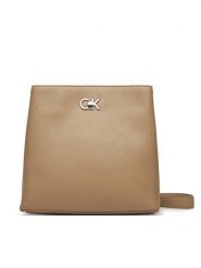 Calvin Klein Torebka Ck Bucket Bag K60K612803 Beżowy. Brązowe listonoszki Calvin Klein, bez wzorów, ze skóry, bez dodatków. Za 329.99 zł.