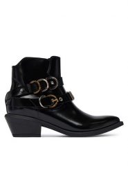 PINKO Botki Ankle Boot Box Calf SD0343 P114 Z99 Czarny. Czarne botki Pinko, bez wzorów, z lakierowanej skóry, bez obcasa, na słupku, bez zapięcia. Za 2,049.00 zł.
