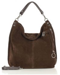 Torebka worek brązowy GENUINE LEATHER s92r. Brązowe torby na ramię z aplikacjami, z jeansu, biznesowe, na ramię, duże, zdobione, bez dodatków. Za 379.05 zł.