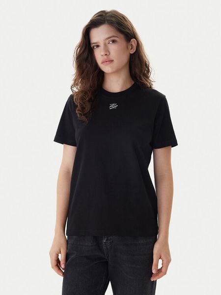 KARL LAGERFELD T-Shirt B1W17091 Czarny Regular Fit. Czarne t-shirty KARL LAGERFELD, s, bez wzorów, z bawełny, bez kołnierzyka, bez ramiączek. Za 339.99 zł.