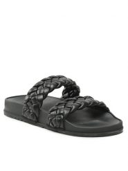 Roxy Klapki ARJL101088 Czarny. Czarne klapki Roxy, bez wzorów, ze skóry, bez obcasa. Za 99.99 zł.