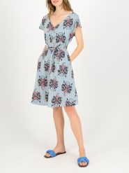 Blutsgeschwister Sukienka "True Love Hourglass" w kolorze błękitnym ze wzorem rozmiar: L. Niebieskie sukienki Blutsgeschwister, l, bez wzorów, z bawełny, bez kołnierzyka, bez ramiączek, mini, rozkloszowane. Za 157.73 zł.