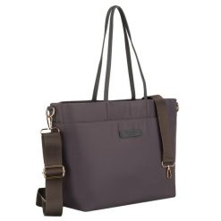 Nylonowa shopperka damska w szarym kolorze z doczepianym, regulowanym paskiem Peterson PTN JN-10. Szare shopper Peterson, bez wzorów, z nylonu, do ręki, bez dodatków. Za 119.99 zł.