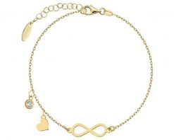 Bransoletka srebrna z cyrkonią - nieskończoność, serce. Szare bransoletki Apart, z cyrkonią, pozłacane. Za 199.00 zł.
