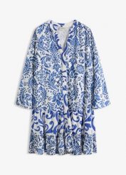 Sukienka plażowa z lejącej wiskozy. Białe sukienki bonprix, na plażę, bez wzorów, z wiskozy, bez kołnierzyka, bez ramiączek. Za 127.99 zł.