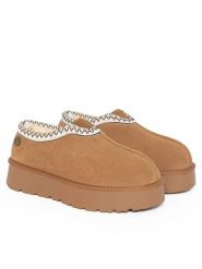 Gooce Skórzane botki zimowe "Wael" w kolorze jasnobrązowym rozmiar: 37. Brązowe botki Gooce, na zimę, bez wzorów, z wełny, bez obcasa, na platformie, bez zapięcia. Za 173.99 zł.