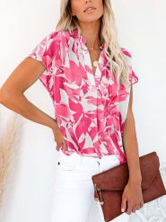 Milan Kiss Bluzka w kolorze biało-różowym rozmiar: XL. Białe bluzki Milan Kiss, xl, bez wzorów, bez kołnierzyka, bez ramiączek. Za 113.99 zł.