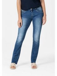 Timezone Dżinsy "Tahila" - Slim fit - w kolorze niebieskim rozmiar: W30/L32. Niebieskie jeansy Timezone, l, z aplikacjami. Za 136.45 zł.