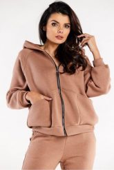 Luźna bluza z kapturem rozpinana z kieszeniami beż. Bluzy Infinite You, l, bez wzorów, z bawełny, z kapturem. Za 259.00 zł.