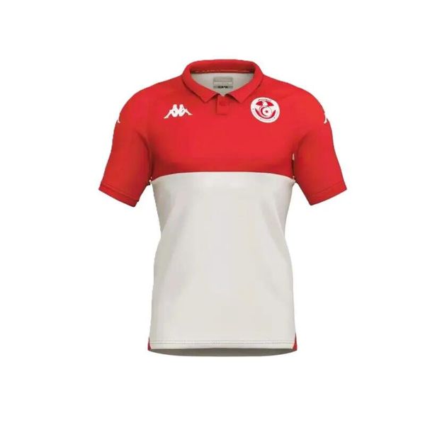 Polo Tunisie Angatend 2024. Białe koszulki polo Kappa, xl, bez wzorów, z materiału, bez kołnierzyka, bez ramiączek. Za 327.75 zł.