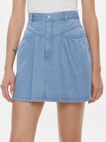 Tommy Jeans Spódnica jeansowa Chambray DW0DW17440 Niebieski Regular Fit. Niebieskie spódnice Tommy Jeans, s, bez wzorów, z bawełny. Za 219.99 zł.