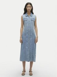 Vero Moda Sukienka jeansowa Zadie 10309673 Niebieski Regular Fit. Niebieskie sukienki Vero Moda, xs, bez wzorów, z bawełny, bez kołnierzyka, bez ramiączek. Za 79.99 zł.
