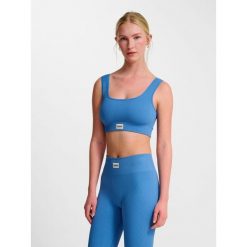 Bezszwowy biustonosz dla kobiet Hummel Pulse. Niebieskie bielizna sportowa Hummel, bez wzorów, prążkowane. Za 160.00 zł.