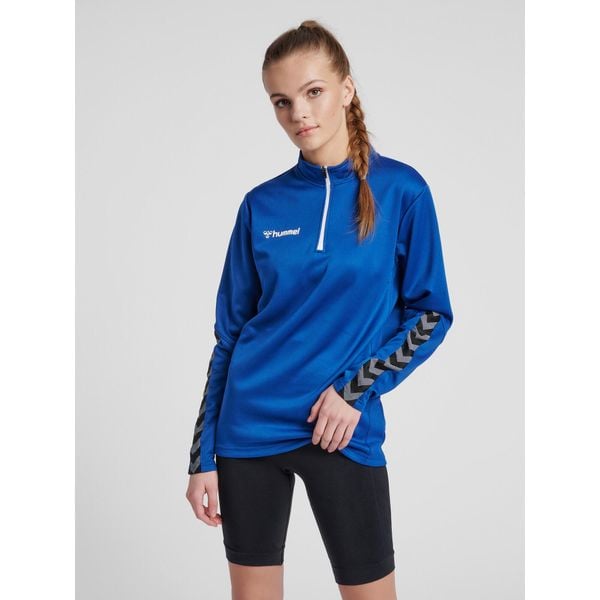 Bluza do piłki nożnej damska Hummel demi-zip hml AUTHENTIC. Niebieskie bluzy Hummel, xs, bez wzorów, z poliamidu, bez kaptura. Za 168.35 zł.