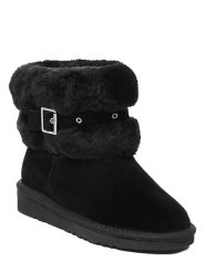 NICEBAY Skórzane botki zimowe "Eira" w kolorze czarnym rozmiar: 37. Czarne botki NICEBAY, na zimę, bez wzorów, z materiału, bez obcasa, bez zapięcia. Za 221.36 zł.