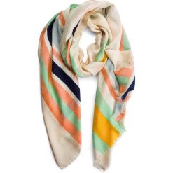 Szal TORY BURCH - Striped Traveler Oblong Scarf 54715 New Ivory/Crushed Mint 165. Brązowe szaliki Tory Burch, bez wzorów, z jedwabiu. W wyprzedaży za 489.00 zł.