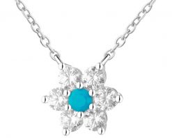 Naszyjnik srebrny z cyrkoniami - kwiat. Szare naszyjniki Apart, z cyrkonią, srebrne. Za 169.00 zł.