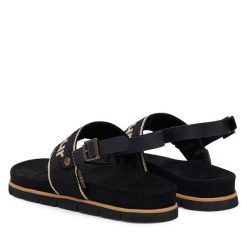 Sandały Barbour. Czarne sandały Barbour, bez wzorów, bez obcasa, na płaskiej podeszwie, bez zapięcia. Za 659.99 zł.