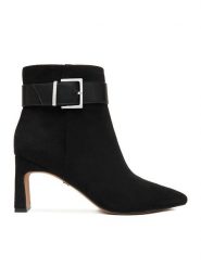 Nine West Botki CEO-LAMIA-01 Czarny. Czarne botki Nine West, bez wzorów, z materiału, bez obcasa, na słupku, bez zapięcia. Za 279.99 zł.