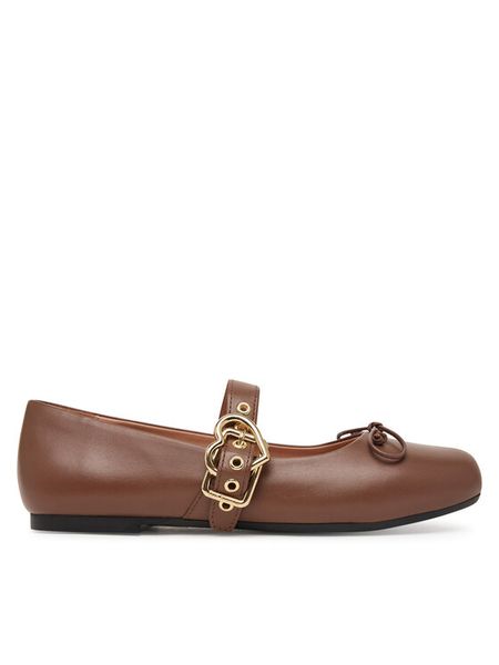 LOVE MOSCHINO Baleriny JA11091G1PIE0302 Brązowy. Brązowe baleriny Love Moschino, bez wzorów, ze skóry, bez obcasa. Za 879.99 zł.