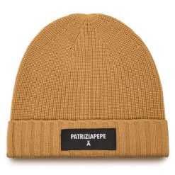 Czapka Patrizia Pepe. Brązowe czapki Patrizia Pepe, bez wzorów. Za 399.99 zł.