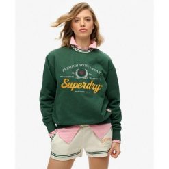Luźny sweter Country Club. Zielone koszulki sportowe Superdry, bez wzorów, bez ramiączek. W wyprzedaży za 245.75 zł.