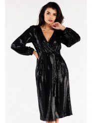 Awama Sukienka w kolorze czarnym rozmiar: XL. Czarne sukienki Awama, na co dzień, xl, bez wzorów, bez kołnierzyka, bez ramiączek, midi, proste. Za 194.99 zł.