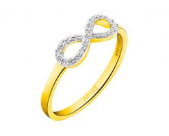 Pierścionek z żółtego złota z diamentami - nieskończoność - 0,09 ct - próba 585. Żółte pierścionki Apart, z diamentem, złote. Za 2,390.00 zł.