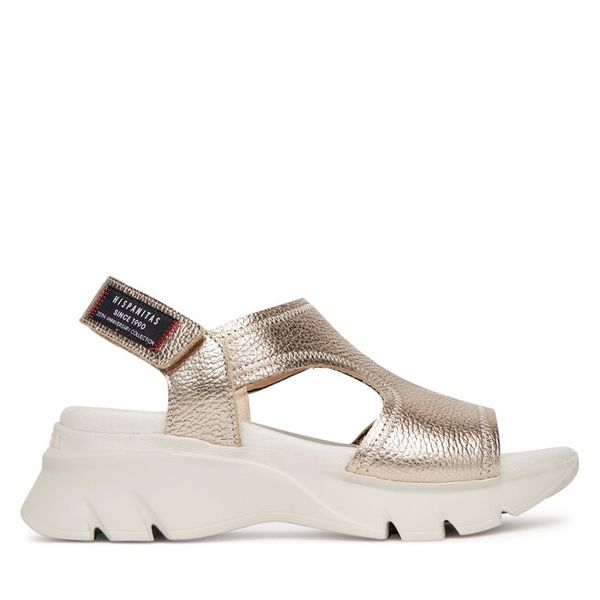 Sandały Hispanitas. Żółte sandały Hispanitas, bez wzorów, bez obcasa, na koturnie, bez zapięcia. Za 419.99 zł.