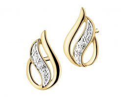 Kolczyki z żółtego złota z brylantami - 0,01 ct - próba 375. Żółte kolczyki Apart, z brylantem, złote. Za 829.00 zł.