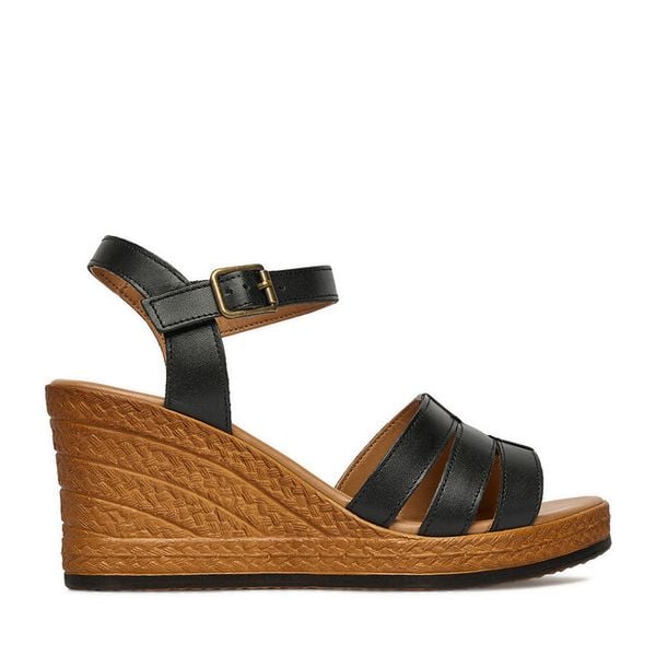 Sandały Lasocki. Czarne sandały Lasocki, bez wzorów, bez obcasa, na koturnie, bez zapięcia. Za 199.99 zł.