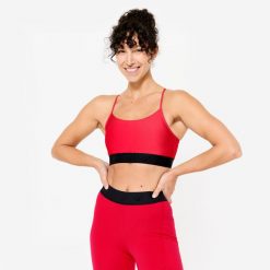 Stanik sportowy Domyos. Czarne bielizna sportowa DOMYOS, s, bez wzorów, z elastanu. W wyprzedaży za 39.99 zł.