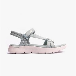 Sandały damskie SKECHERS Go Walk Flex Sandal Sublime. Niebieskie sandały Skechers, bez wzorów, bez obcasa, bez zapięcia. Za 209.99 zł.