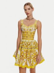 Dolce&Gabbana Top F7W98T HH5EA Żółty Regular Fit. Żółte topy Dolce&Gabbana, bez wzorów, z bawełny, bez kołnierzyka, bez ramiączek. Za 3,869.00 zł.