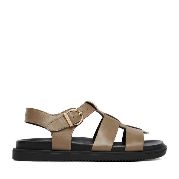 Sandały Beverly Hills Polo Club. Brązowe sandały Beverly Hills Polo Club, bez wzorów, bez obcasa, na płaskiej podeszwie, bez zapięcia. Za 185.99 zł.