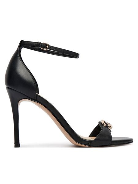 Guess Sandały FLJKAB LEA03 Czarny. Czarne sandały Guess, z aplikacjami, ze skóry, bez obcasa, na szpilce, bez zapięcia. Za 435.99 zł.