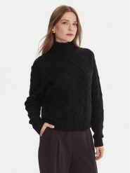Elisabetta Franchi Golf MK-55T-57E2-V420 Czarny Regular Fit. Czarne golfy Elisabetta Franchi, bez wzorów, z wełny, bez ramiączek. Za 1,819.00 zł.