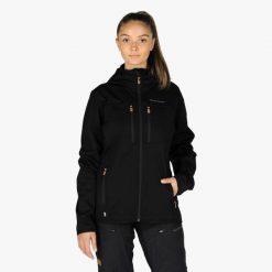 Kurtka softshell hiking damska Swedemount Nordkap Softshell Jacket wodoodporna. Czarne kurtki sportowe SWEDEMOUNT, bez wzorów, z softshellu, bez kaptura, trekkingowe. W wyprzedaży za 446.00 zł.