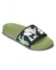 Klapki basenowe damskie SLIPPY IV. Czarne klapki Roxy, bez wzorów, z gumy, bez obcasa. Za 139.99 zł.