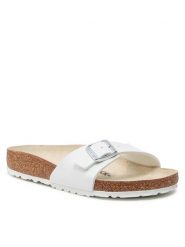 Birkenstock Klapki Madrid Bs 40731 Biały. Białe klapki Birkenstock, bez wzorów, ze skóry, bez obcasa. Za 249.00 zł.