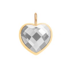 Zawieszka Mini Icons serce z ciemnoszarym kryształem, pozłacana. Szare bransoletki Lilou, pozłacane. Za 99.00 zł.