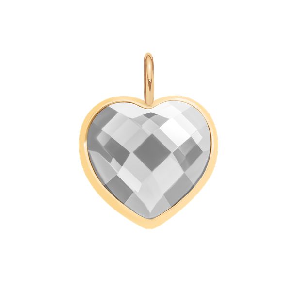 Zawieszka Mini Icons serce z ciemnoszarym kryształem, pozłacana. Szare bransoletki Lilou, pozłacane. Za 99.00 zł.